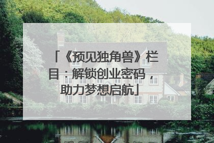 《预见独角兽》栏目：解锁创业密码，助力梦想启航