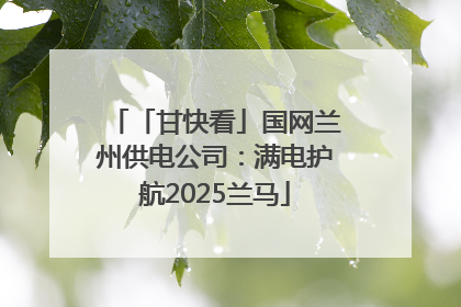 「甘快看」国网兰州供电公司：满电护航2025兰马
