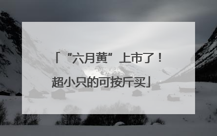 “六月黄”上市了！超小只的可按斤买