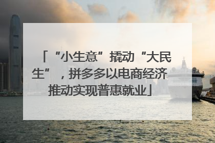 “小生意”撬动“大民生”，拼多多以电商经济推动实现普惠就业