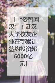 “资智回汉”！武汉大学校友企业在鄂累计签约投资超6000亿元