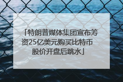 特朗普媒体集团宣布筹资25亿美元购买比特币 股价开盘后跳水