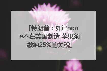 特朗普：如iPhone不在美国制造 苹果须缴纳25%的关税