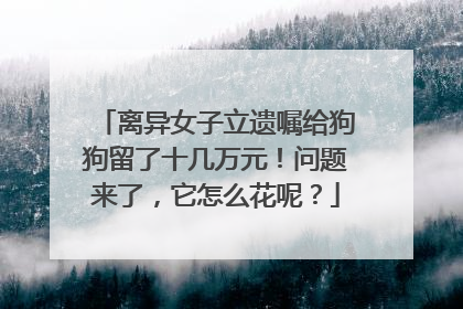 离异女子立遗嘱给狗狗留了十几万元！问题来了，它怎么花呢？
