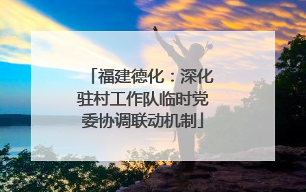 福建德化：深化驻村工作队临时党委协调联动机制