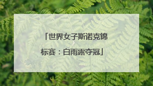 世界女子斯诺克锦标赛：白雨露夺冠