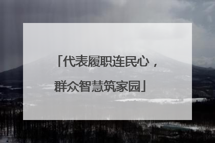 代表履职连民心，群众智慧筑家园