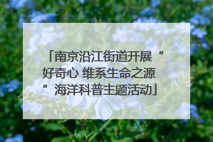 南京沿江街道开展“好奇心 维系生命之源”海洋科普主题活动