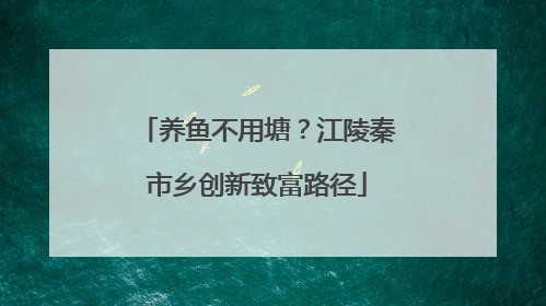 养鱼不用塘？江陵秦市乡创新致富路径