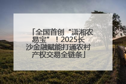 全国首创“潇湘农易宝”！2025长沙金融赋能打通农村产权交易全链条