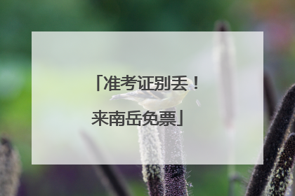 准考证别丢！来南岳免票