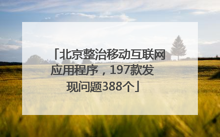 北京整治移动互联网应用程序，197款发现问题388个