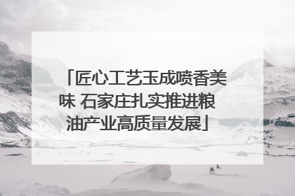 匠心工艺玉成喷香美味 石家庄扎实推进粮油产业高质量发展