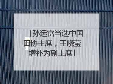 孙远富当选中国田协主席，王晓莹增补为副主席