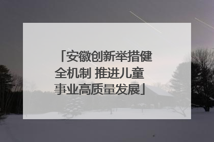 安徽创新举措健全机制 推进儿童事业高质量发展