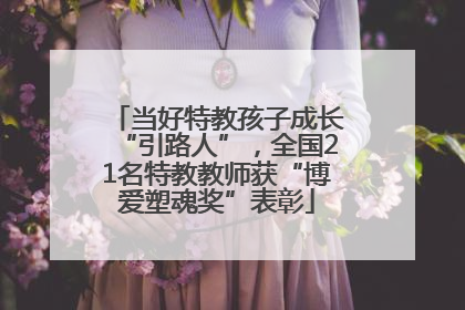 当好特教孩子成长“引路人”，全国21名特教教师获“博爱塑魂奖”表彰