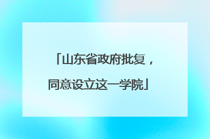 山东省政府批复，同意设立这一学院