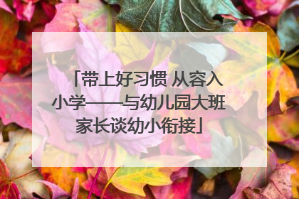 带上好习惯 从容入小学——与幼儿园大班家长谈幼小衔接