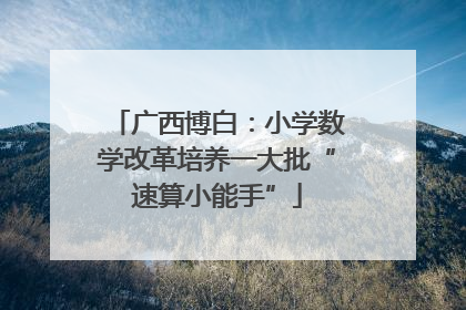 广西博白：小学数学改革培养一大批“速算小能手”