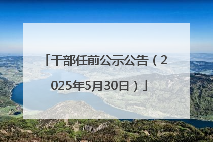 干部任前公示公告（2025年5月30日）