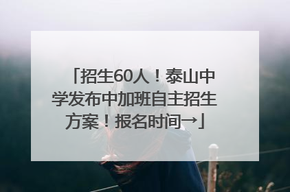 招生60人！泰山中学发布中加班自主招生方案！报名时间→