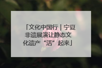 文化中国行｜宁夏 非遗展演让静态文化遗产“活”起来