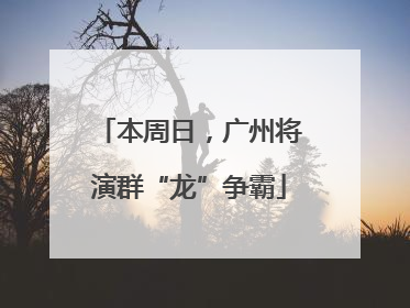 本周日，广州将演群“龙”争霸