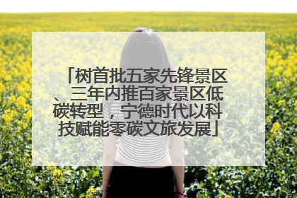 树首批五家先锋景区、三年内推百家景区低碳转型，宁德时代以科技赋能零碳文旅发展