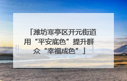 潍坊寒亭区开元街道用“平安底色”提升群众“幸福成色”