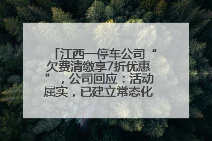 江西一停车公司“欠费清缴享7折优惠”，公司回应：活动属实，已建立常态化诉讼追缴机制