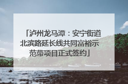 泸州龙马潭：安宁街道北滨路延长线共同富裕示范带项目正式签约