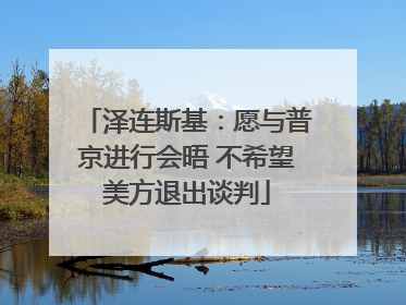 泽连斯基：愿与普京进行会晤 不希望美方退出谈判