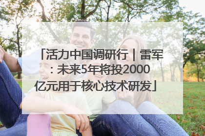 活力中国调研行｜雷军：未来5年将投2000亿元用于核心技术研发