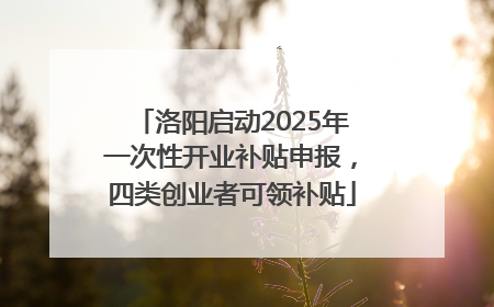 洛阳启动2025年一次性开业补贴申报，四类创业者可领补贴