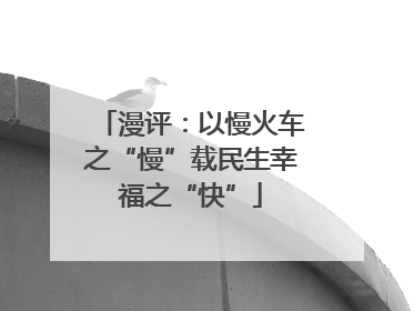 漫评：以慢火车之“慢”载民生幸福之“快”