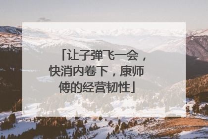 让子弹飞一会，快消内卷下，康师傅的经营韧性