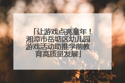 让游戏点亮童年！湘潭市岳塘区幼儿园游戏活动助推学前教育高质量发展