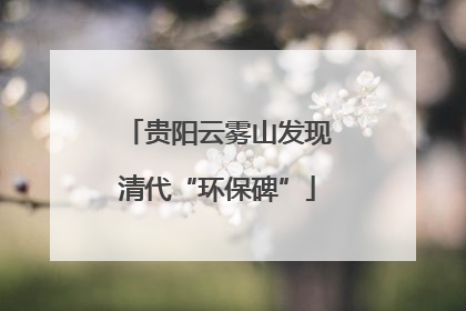 贵阳云雾山发现清代“环保碑”