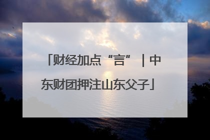 财经加点“言”｜中东财团押注山东父子