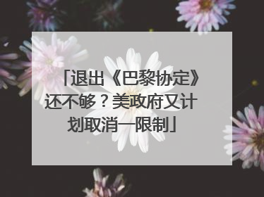 退出《巴黎协定》还不够？美政府又计划取消一限制