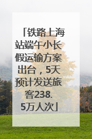 铁路上海站端午小长假运输方案出台，5天预计发送旅客238.5万人次