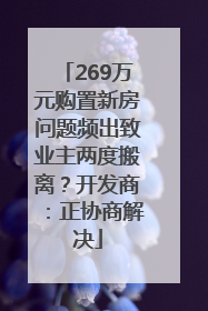 269万元购置新房问题频出致业主两度搬离？开发商：正协商解决